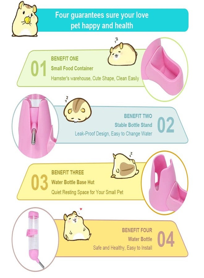 Litewoo 3 in 1 Hamster Water Bottle Small Animal Water Bottle with Food Container Base Hut Hanging Pet Automatic Feeding Drinking Dispenser for Dwarf Hamster Rats Mouse Gerbil Mice - Image 3